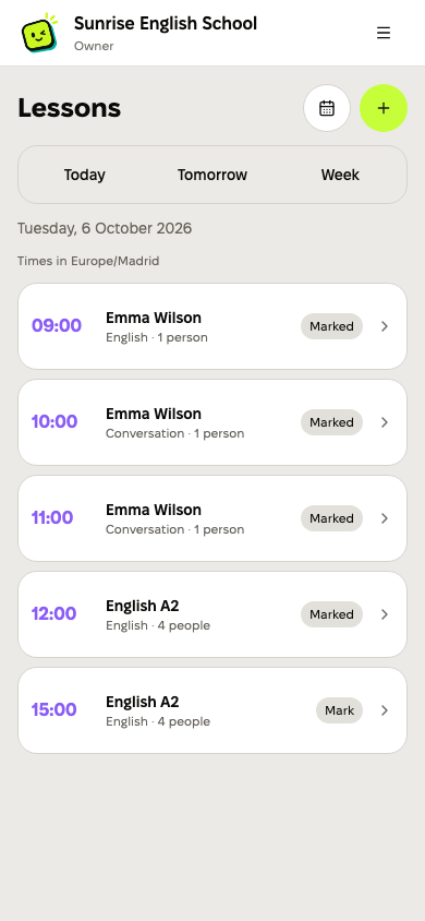 Class schedule on a phone.